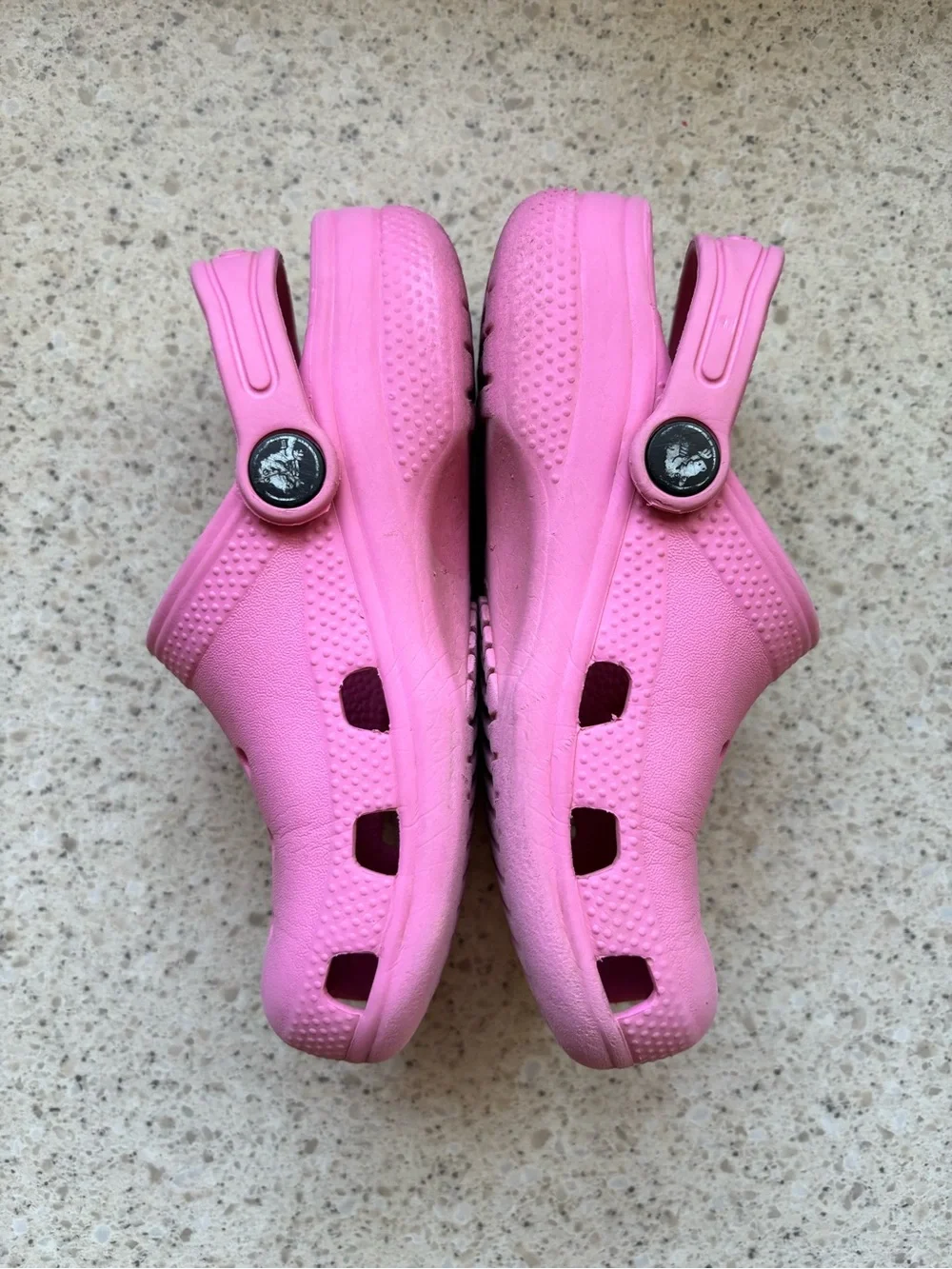 CROCS - Kids Pink Classic Croc Clogs - Slip-On Shoes w/ Heal Strap Girl Size 12